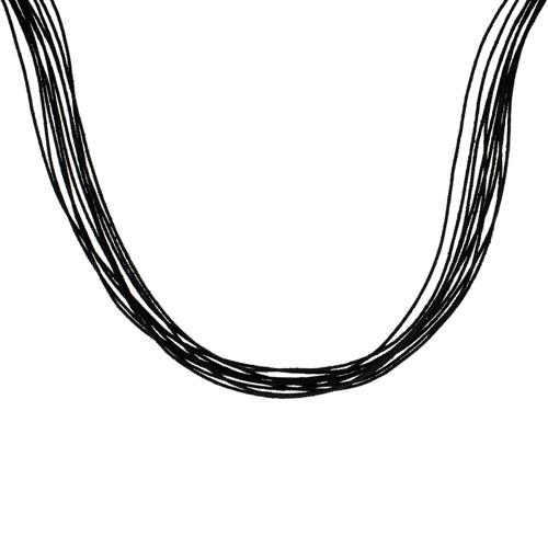 Japanese Silk Necklace 10 Strand Black, Sterling Silver Clasp, 18 inch