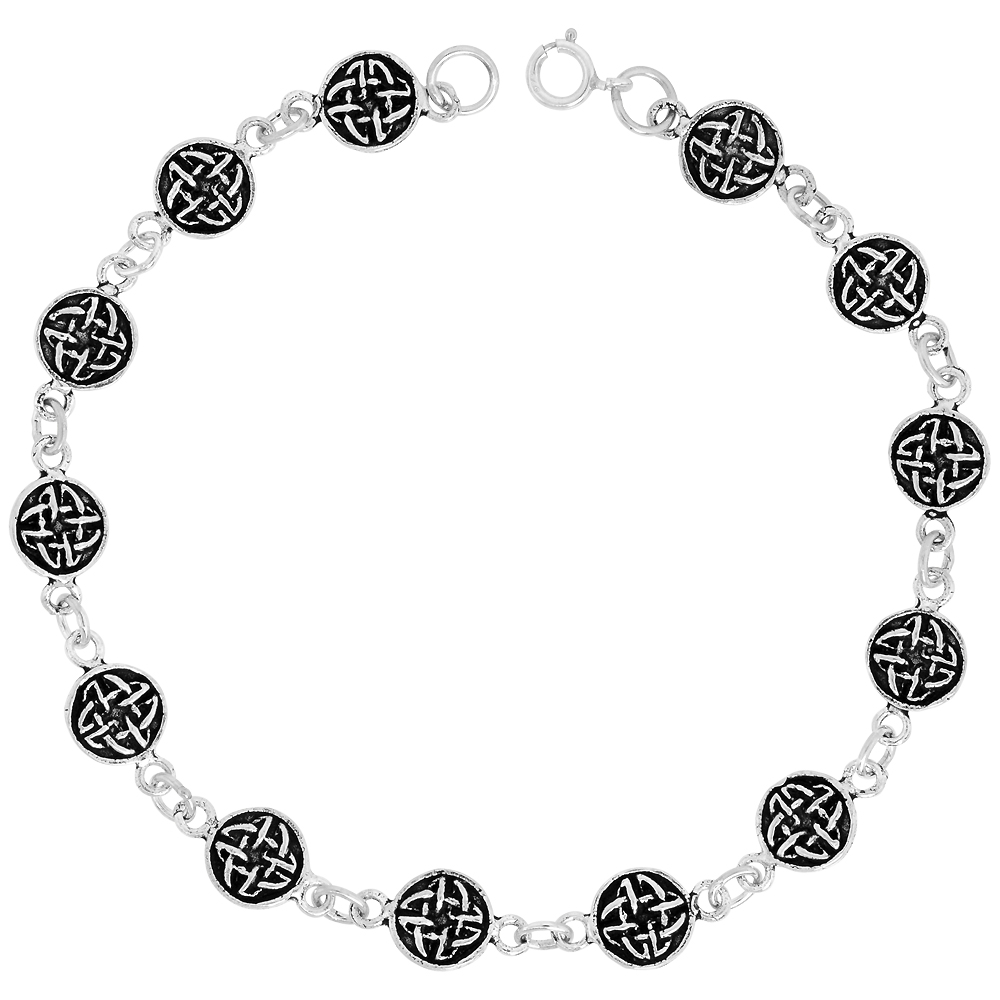 DAINTY STERLING SILVER CELTIC BRACELET FOR WOMEN 5/16 WIDE 7.5 INCH LONG