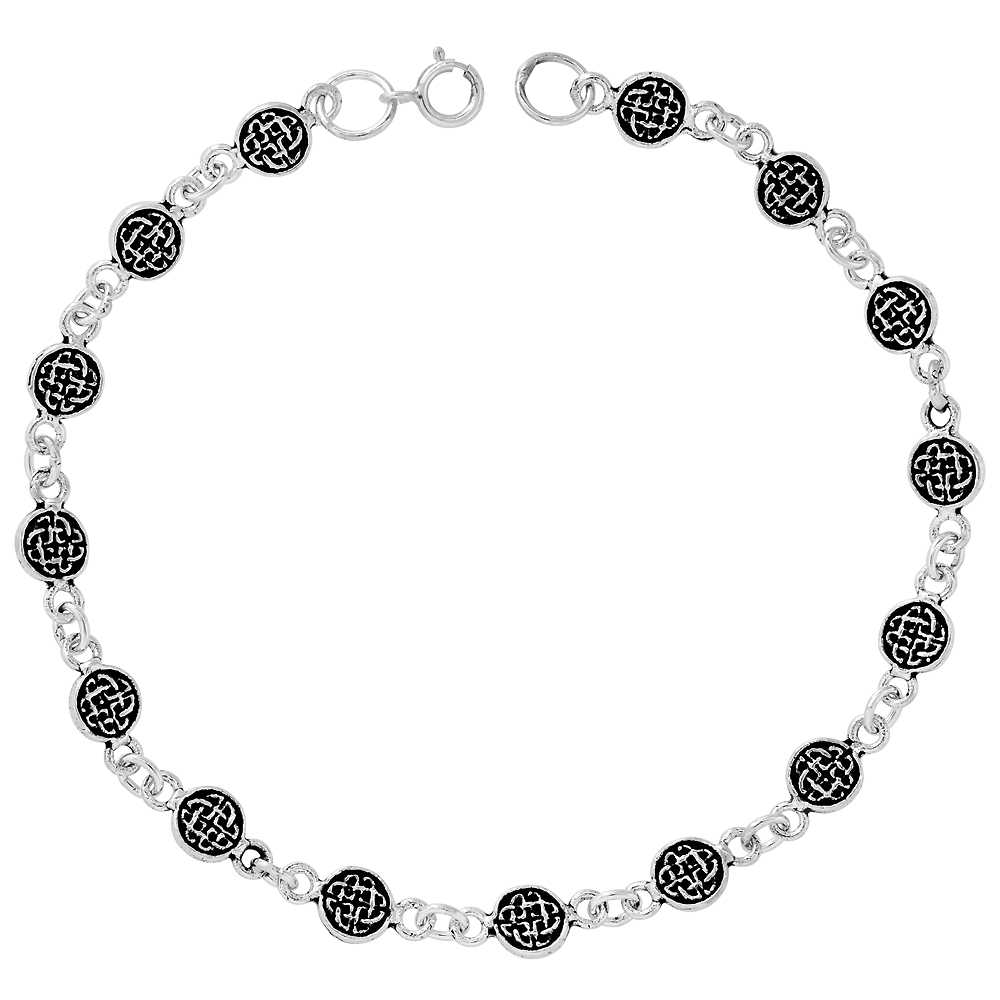 DAINTY STERLING SILVER CELTIC BRACELET FOR WOMEN 1/4 WIDE 7.5 INCH LONG