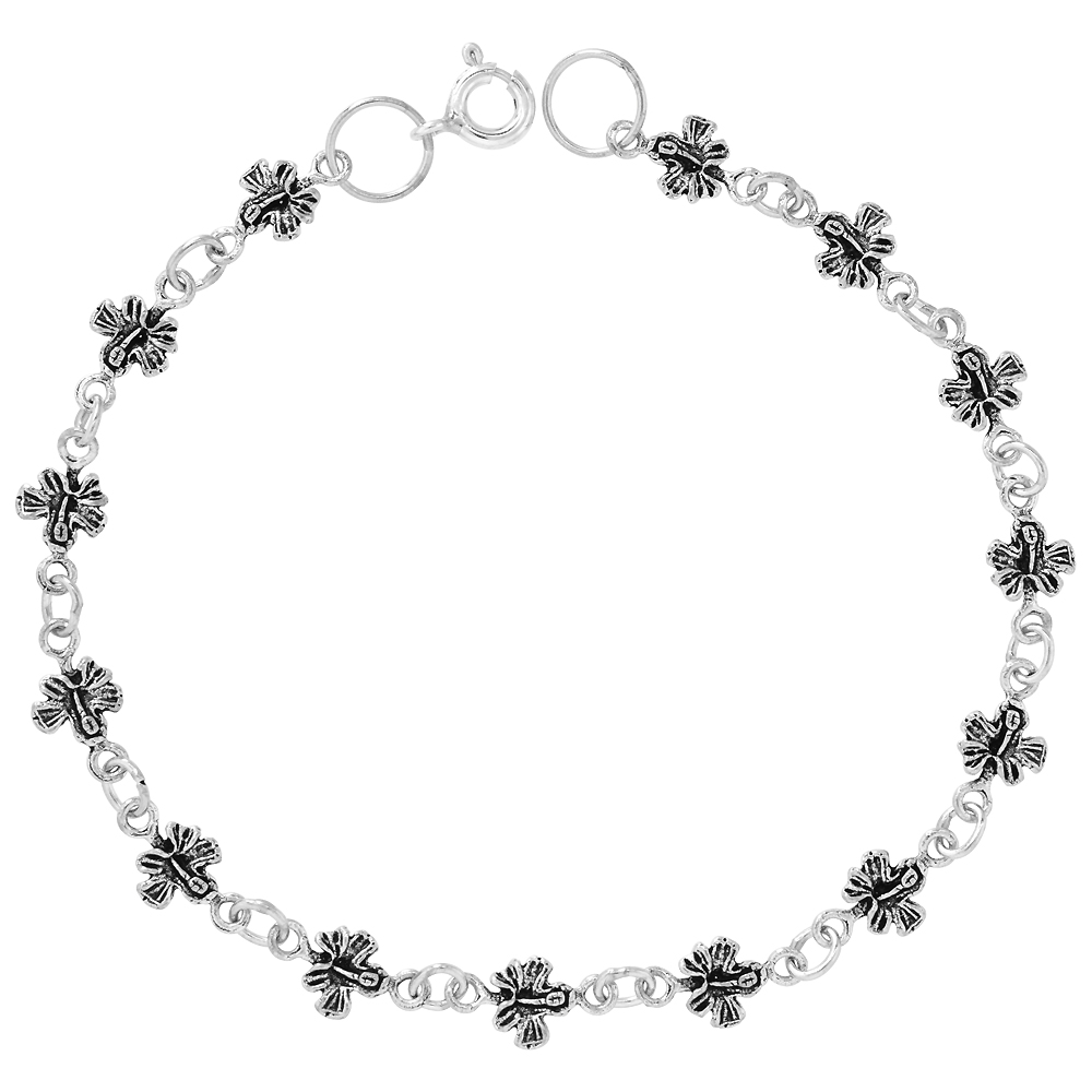 DAINTY STERLING SILVER BUTTERFLY BRACELET FOR WOMEN 1/4 WIDE 7.5 INCH LONG