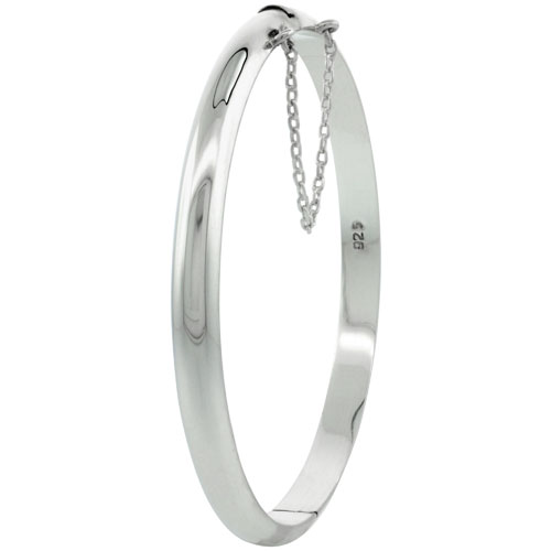 Sterling Silver Children's Bangle Bracelet Junior Size High Polished 3/16 inch wide