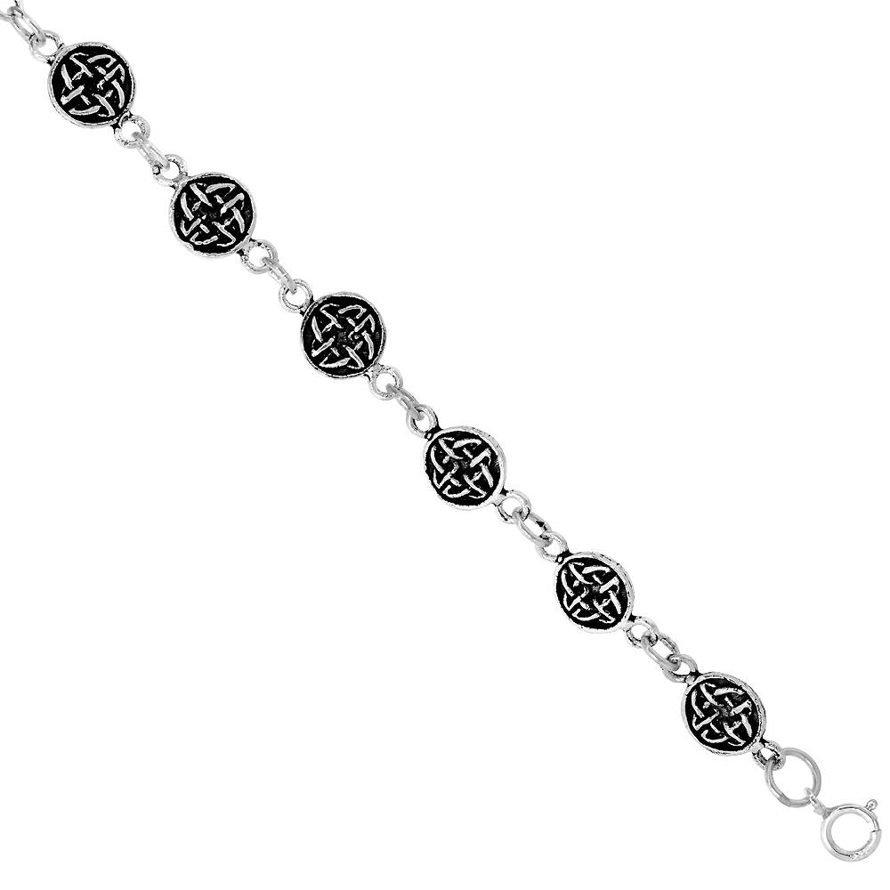 Dainty Sterling Silver Celtic Bracelet for Women and Girls, 5/16 wide 7.5 inch long