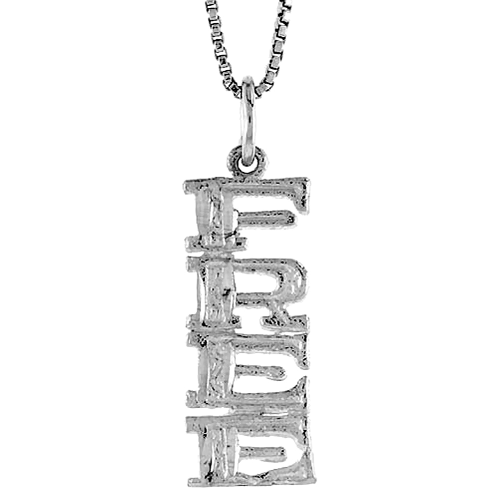 STERLING SILVER FREE WORD PENDANT, 7/8 INCH TALL