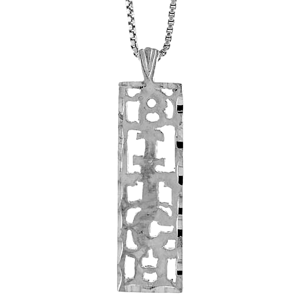 STERLING SILVER BITCH WORD PENDANT, 1 1/4 INCH TALL