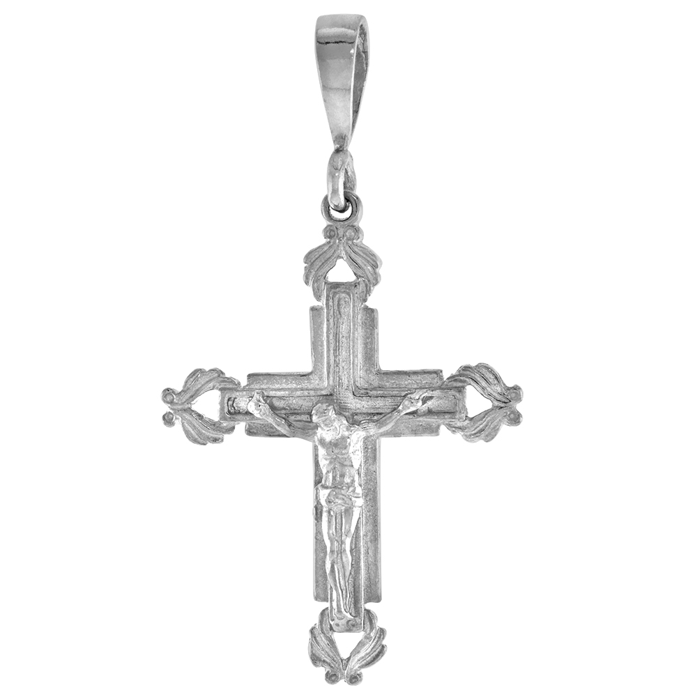 STERLING SILVER CRUCIFIX PENDANT, 1 1/2 INCH