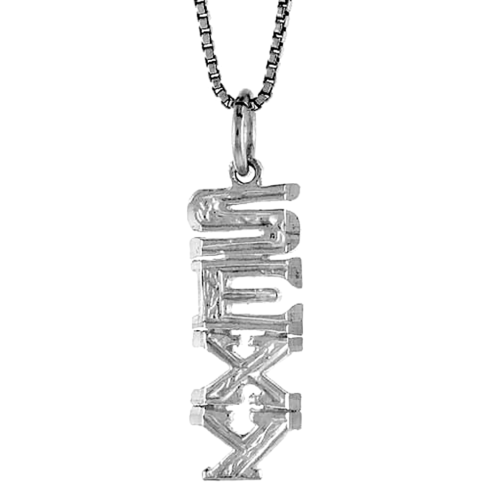 STERLING SILVER SEXY WORD PENDANT, 7/8 INCH TALL