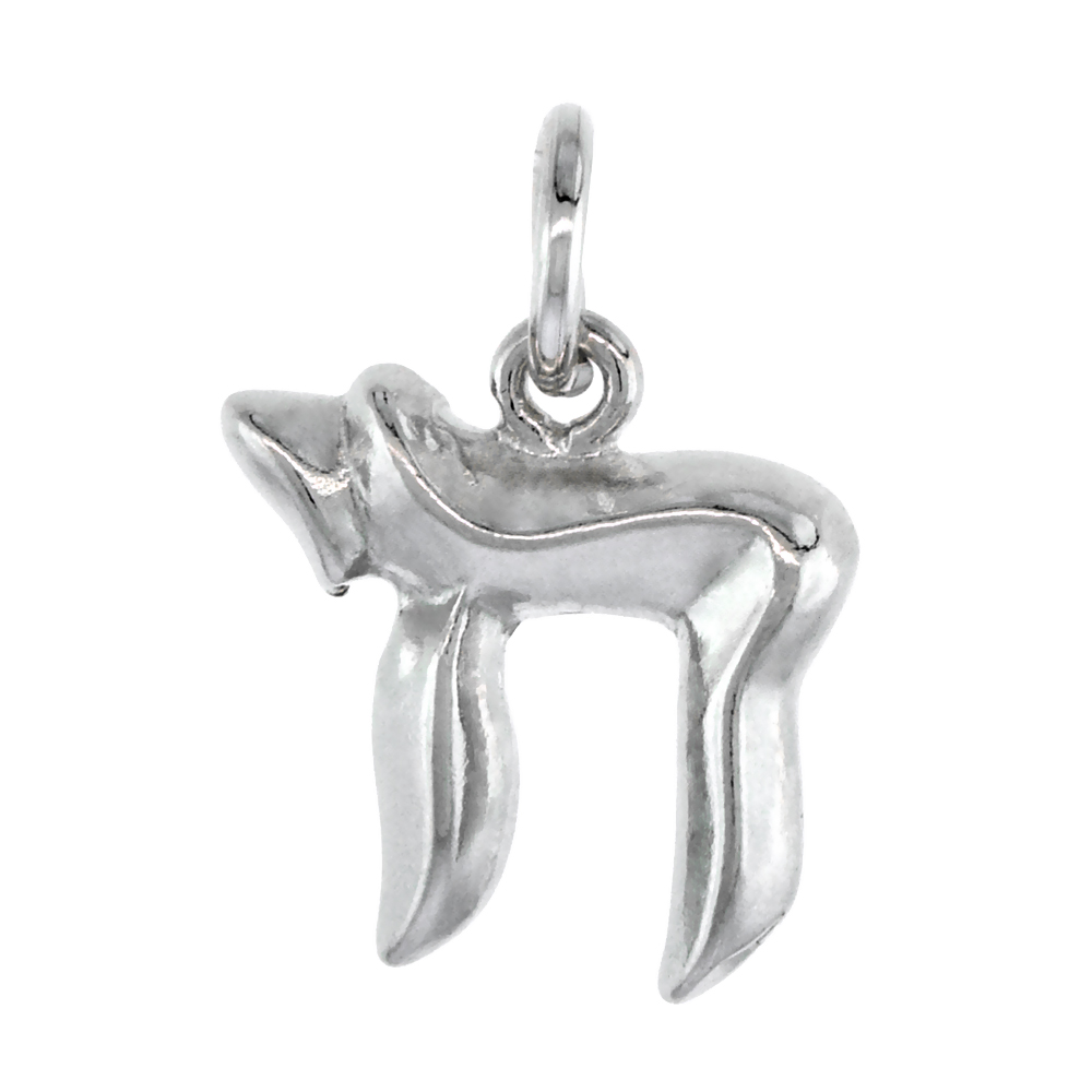 STERLING SILVER CHAI PENDANT (LIFE) 11/16 INCH NO CHAIN