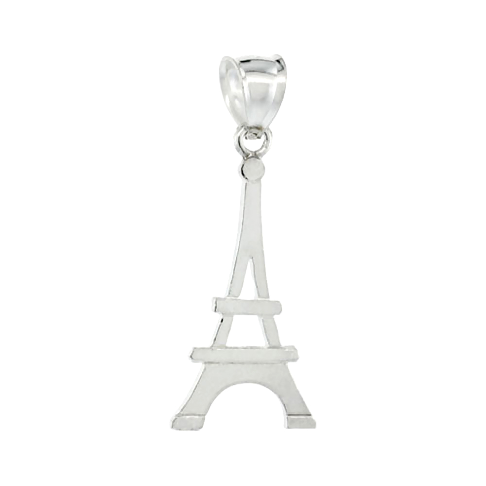 Sterling Silver Eiffel Tower Pendant, 3/8 inch