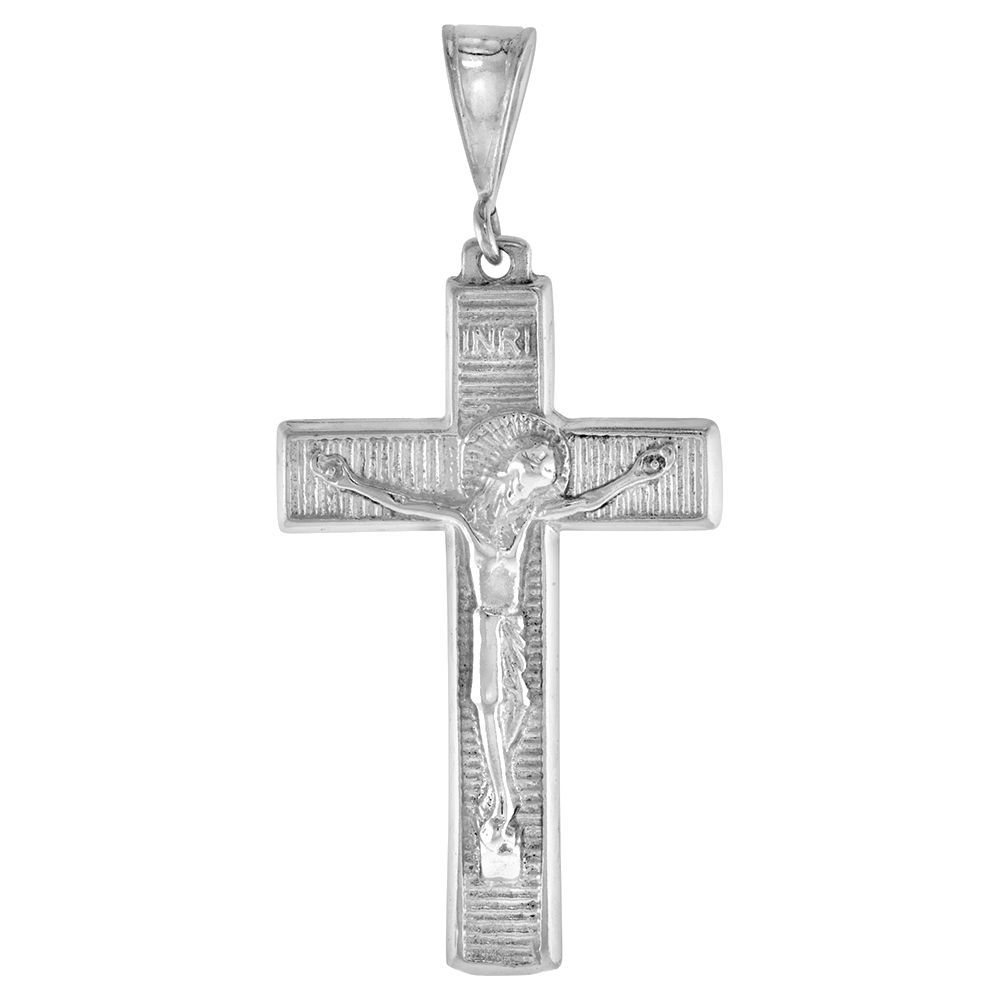 STERLING SILVER CRUCIFIX PENDANT, 1 5/8 INCH