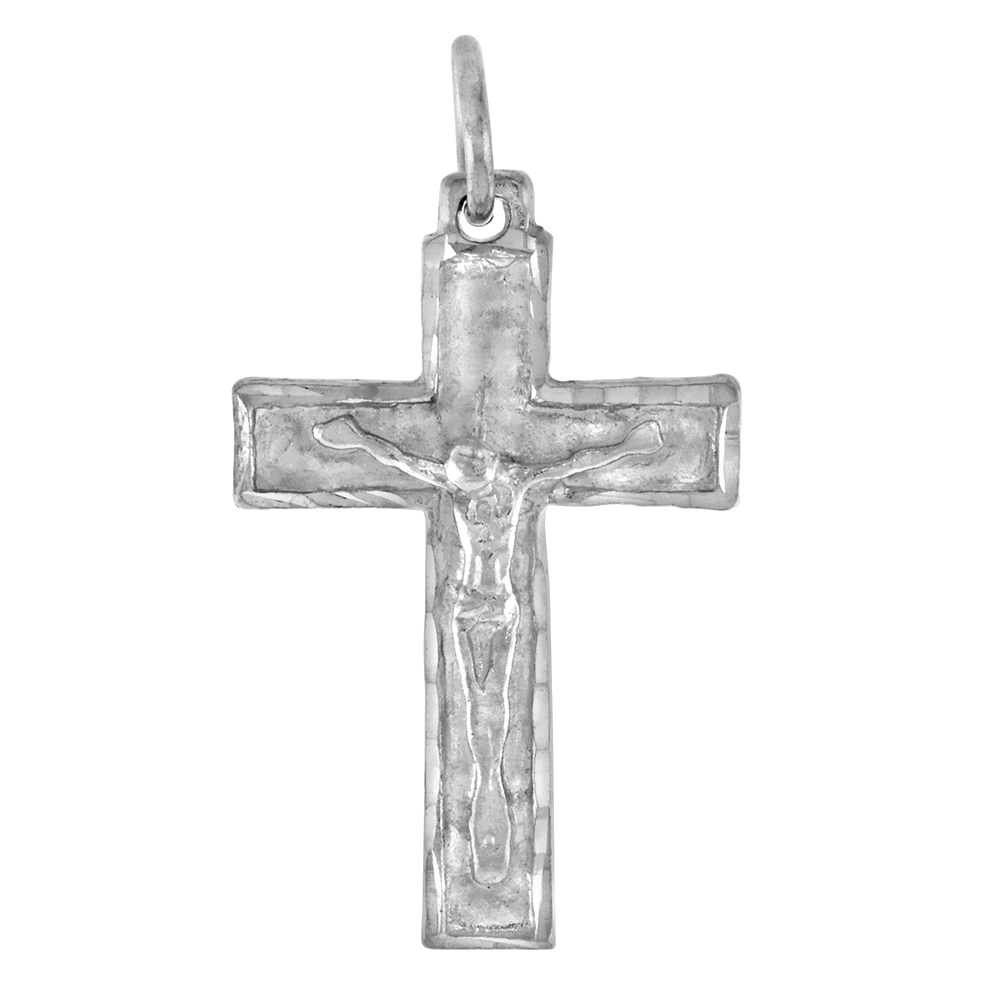 STERLING SILVER CRUCIFIX PENDANT, 1 1/8 INCH
