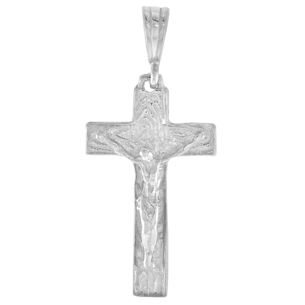 STERLING SILVER CRUCIFIX PENDANT, 1 1/4 INCH