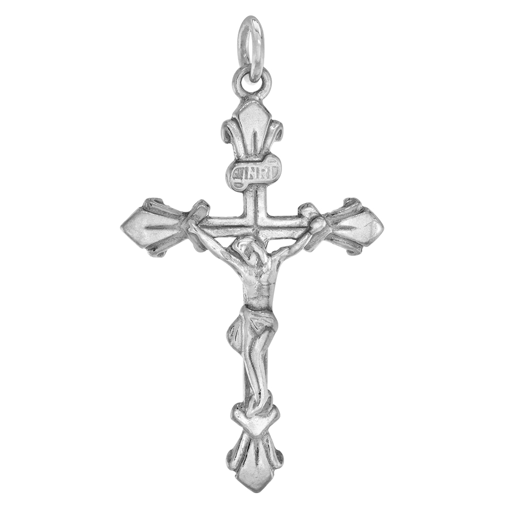 STERLING SILVER CRUCIFIX PENDANT, 1 1/2 INCH