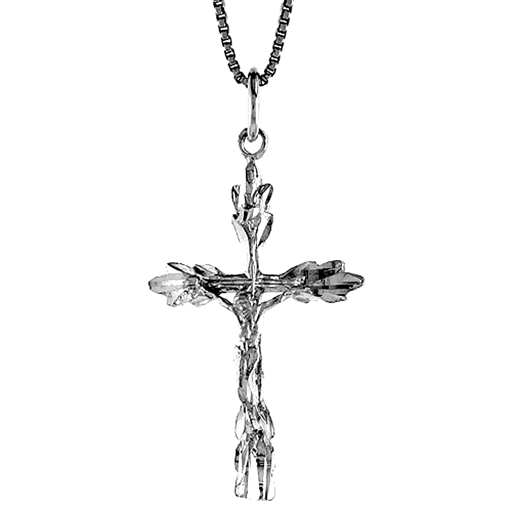 STERLING SILVER CRUCIFIX PENDANT, 1 1/4 INCH