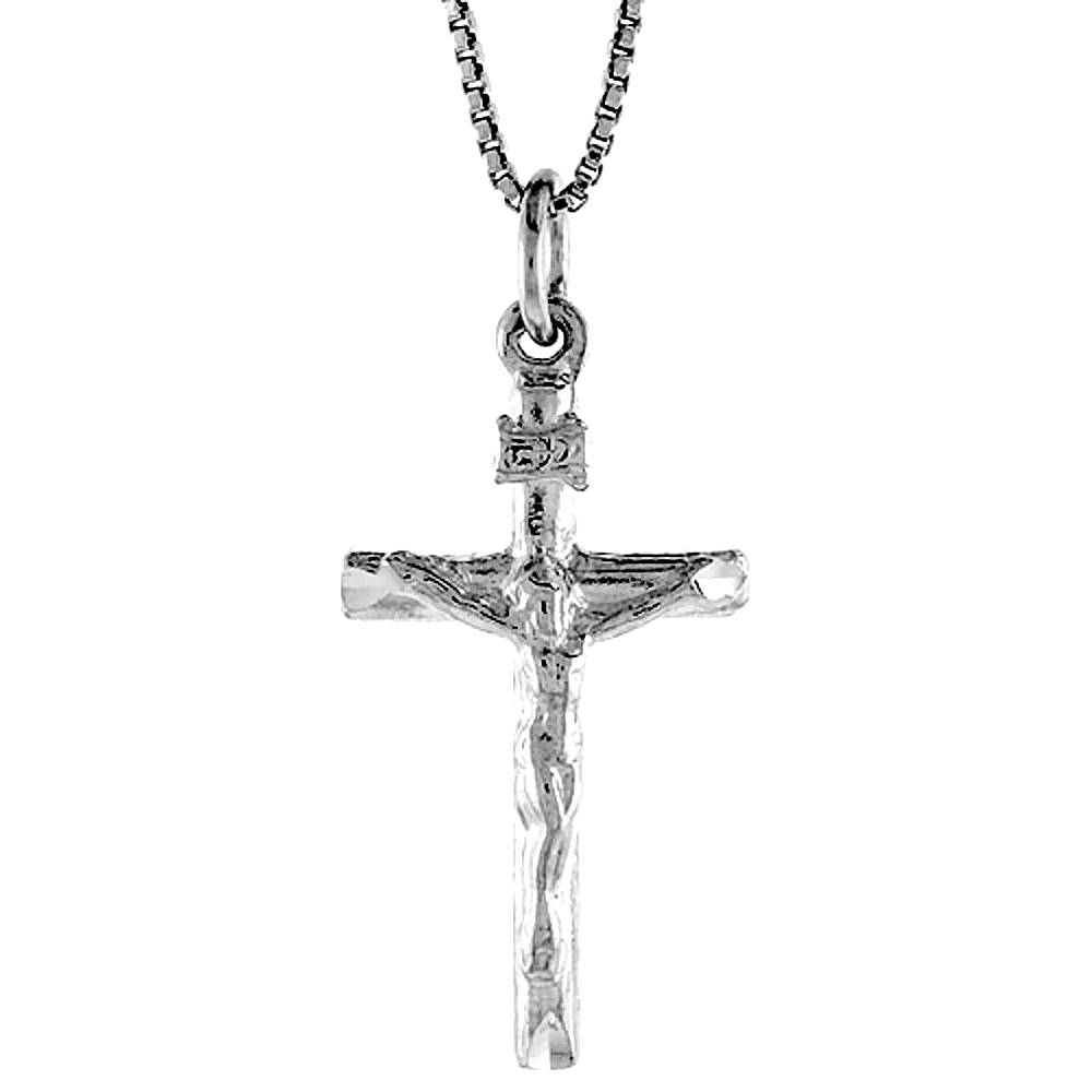 STERLING SILVER CRUCIFIX PENDANT, 1 1/8 INCH