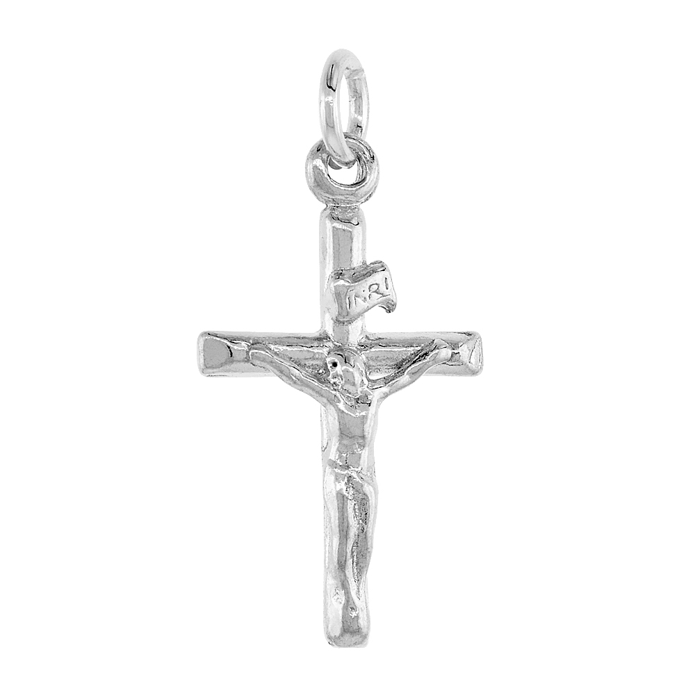 STERLING SILVER SMALL CRUCIFIX PENDANT, 1 INCH