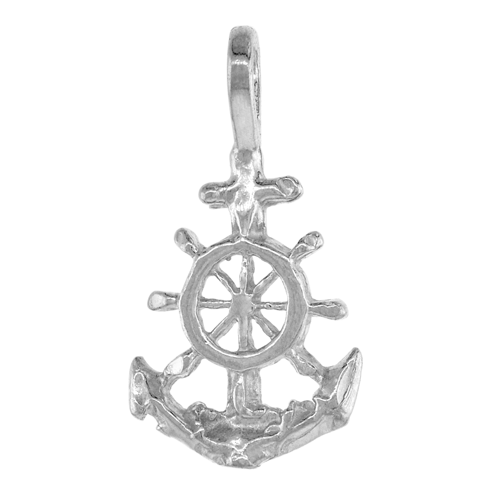 VERY TINY STERLING SILVER ANCHOR PENDANT WOMEN 1/2 INCH