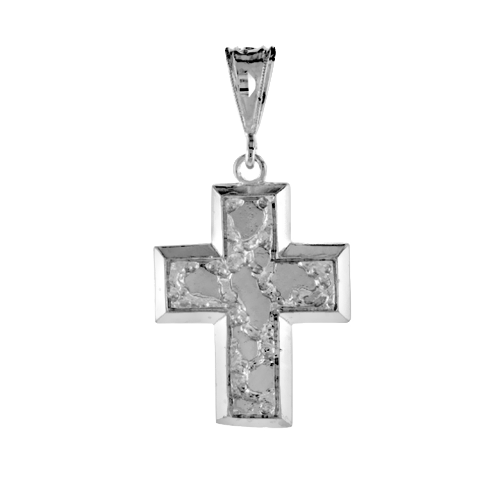 1 1/4 INCH STERLING SILVER CROSS PENDANT GREEK