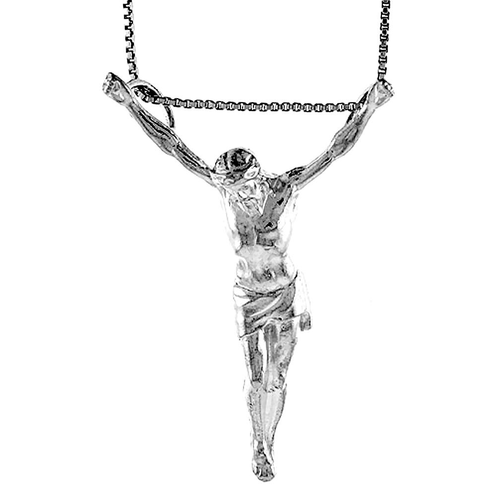 STERLING SILVER BODY OF CHRIST PENDANT, 1 3/4 INCH