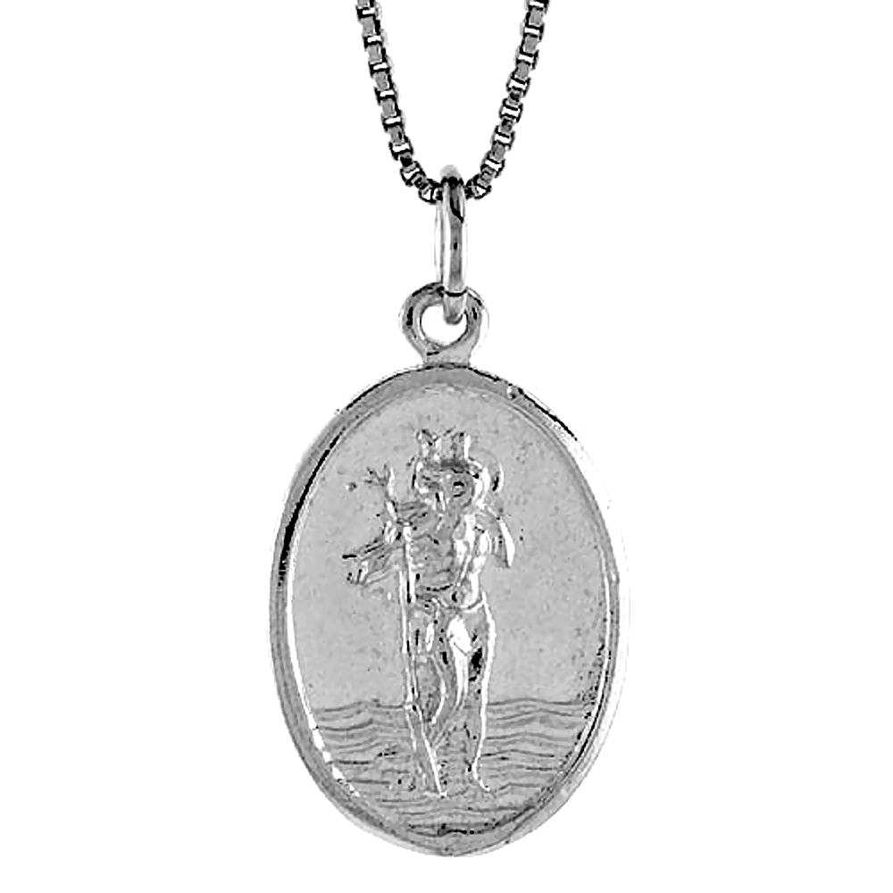 STERLING SILVER ST CHRISTOPHER MEDAL , 7/8 INCH