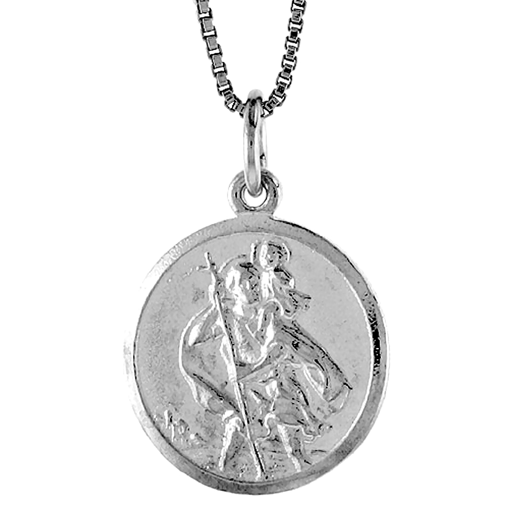 STERLING SILVER ST CHRISTOPHER MEDAL , 3/4 INCH