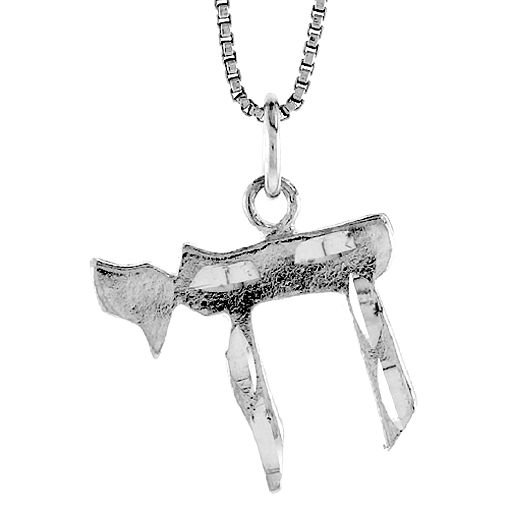 STERLING SILVER CHAI PENDANT, 3/4 INCH