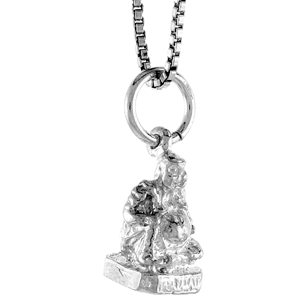 STERLING SILVER BUDDHA PENDANT, 1/2 INCH