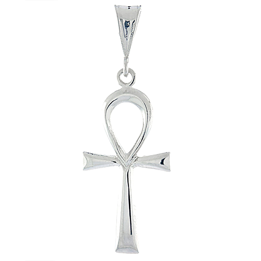 STERLING SILVER LARGE EGYPTIAN ANKH PENDANT, 1 1/4 INCH