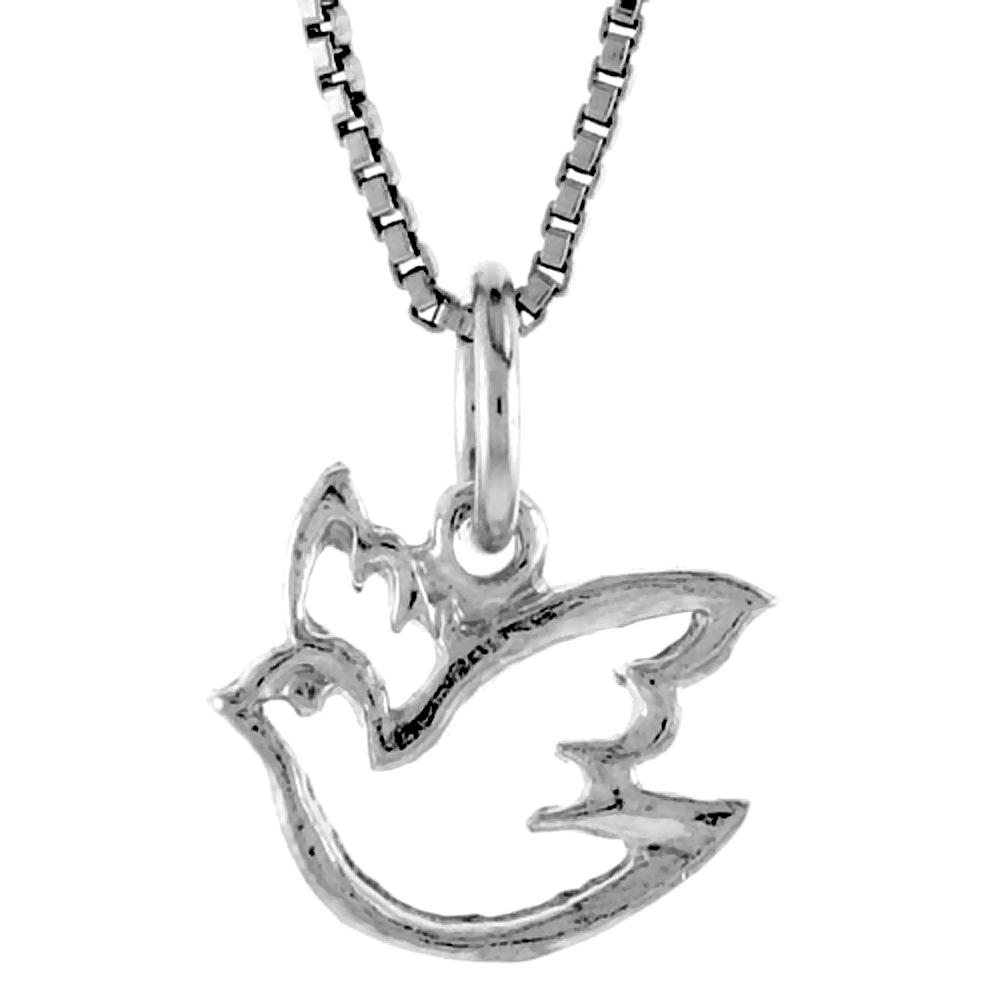 STERLING SILVER CUT-OUT ASCENDING DOVE PENDANT, 3/8 INCH