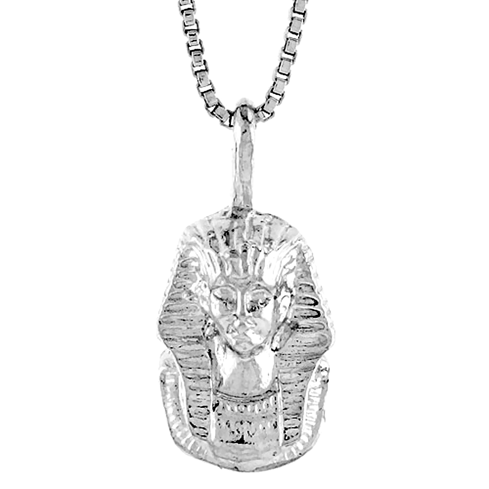 STERLING SILVER PHARAOH'S BURIAL MASK PENDANT, 1/2 INCH