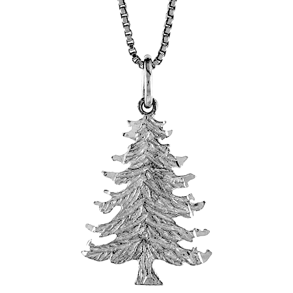 STERLING SILVER CHRISTMAS TREE PENDANT, 7/8 INCH