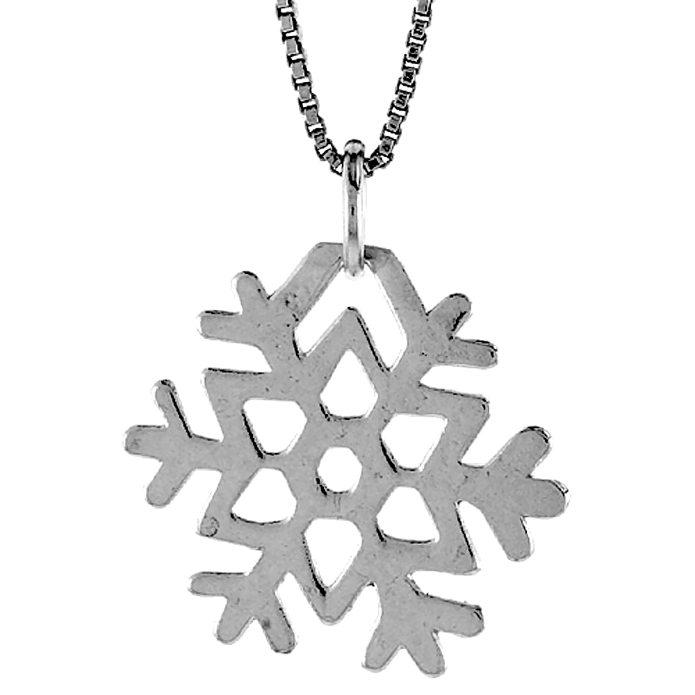 STERLING SILVER SNOWFLAKE PENDANT, 3/4 INCH