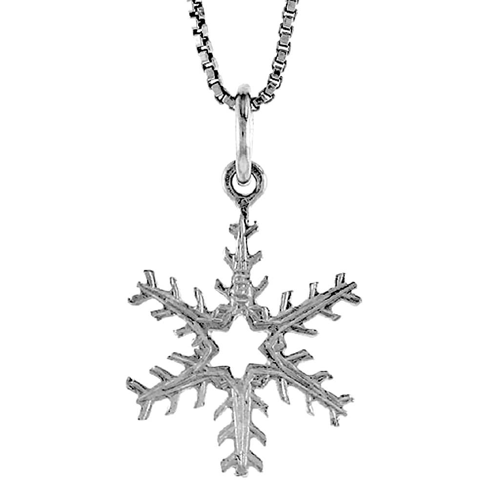 STERLING SILVER SNOWFLAKE PENDANT, 3/4 INCH