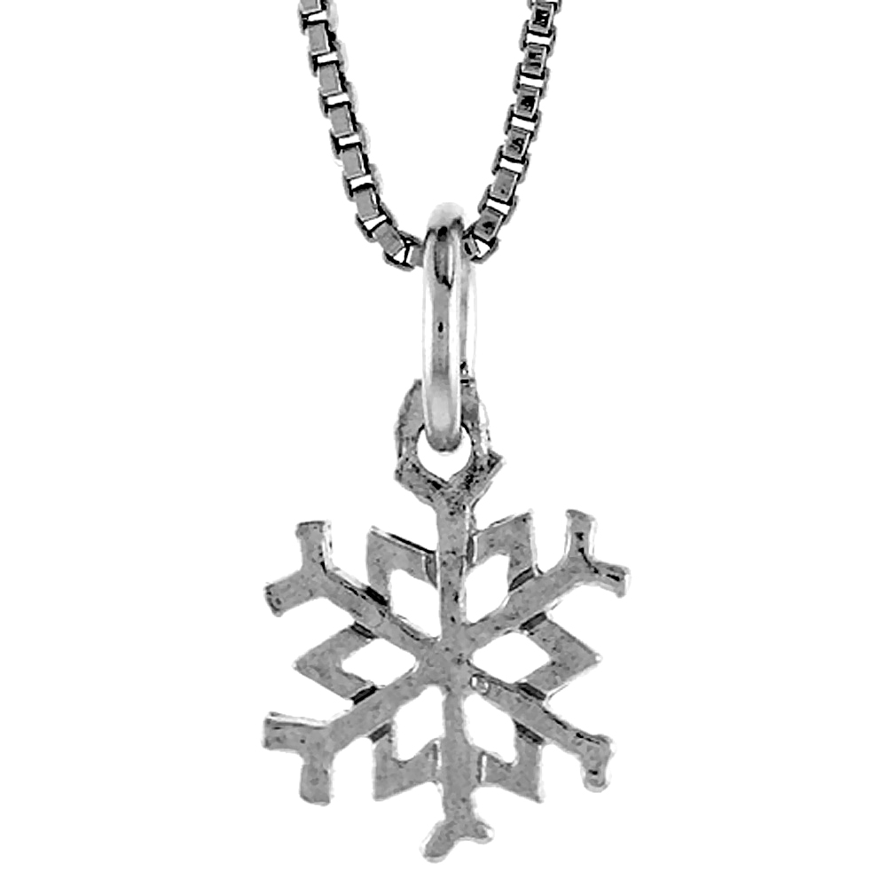 STERLING SILVER SNOWFLAKE PENDANT, 1/2 INCH