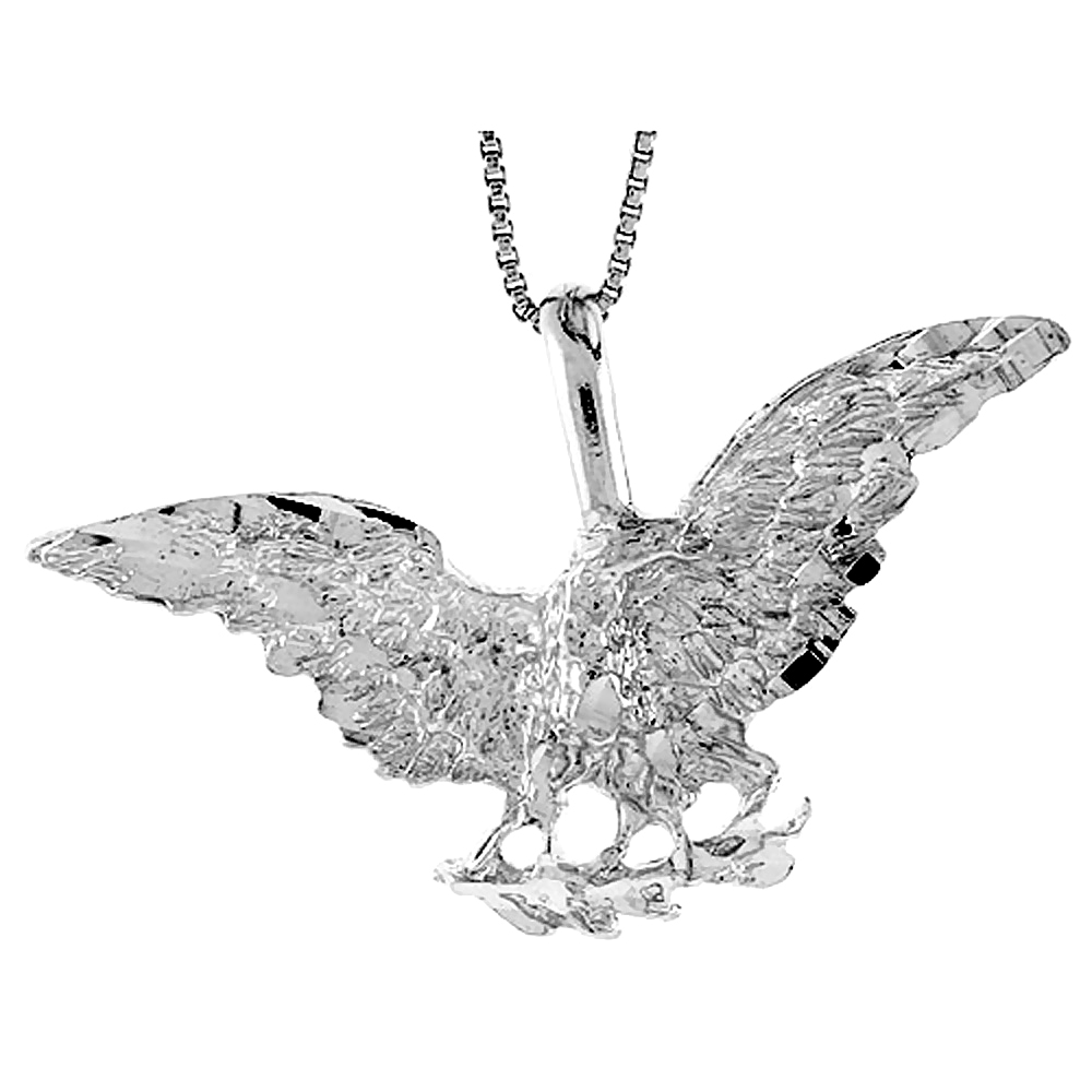 STERLING SILVER EAGLE PENDANT, 1 3/4 X 5/8 INCH