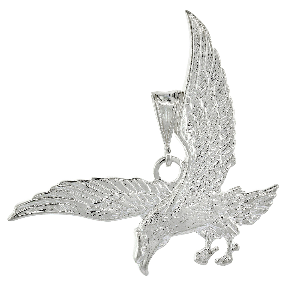 STERLING SILVER EAGLE PENDANT, 1 7/8 X 7/8 INCH