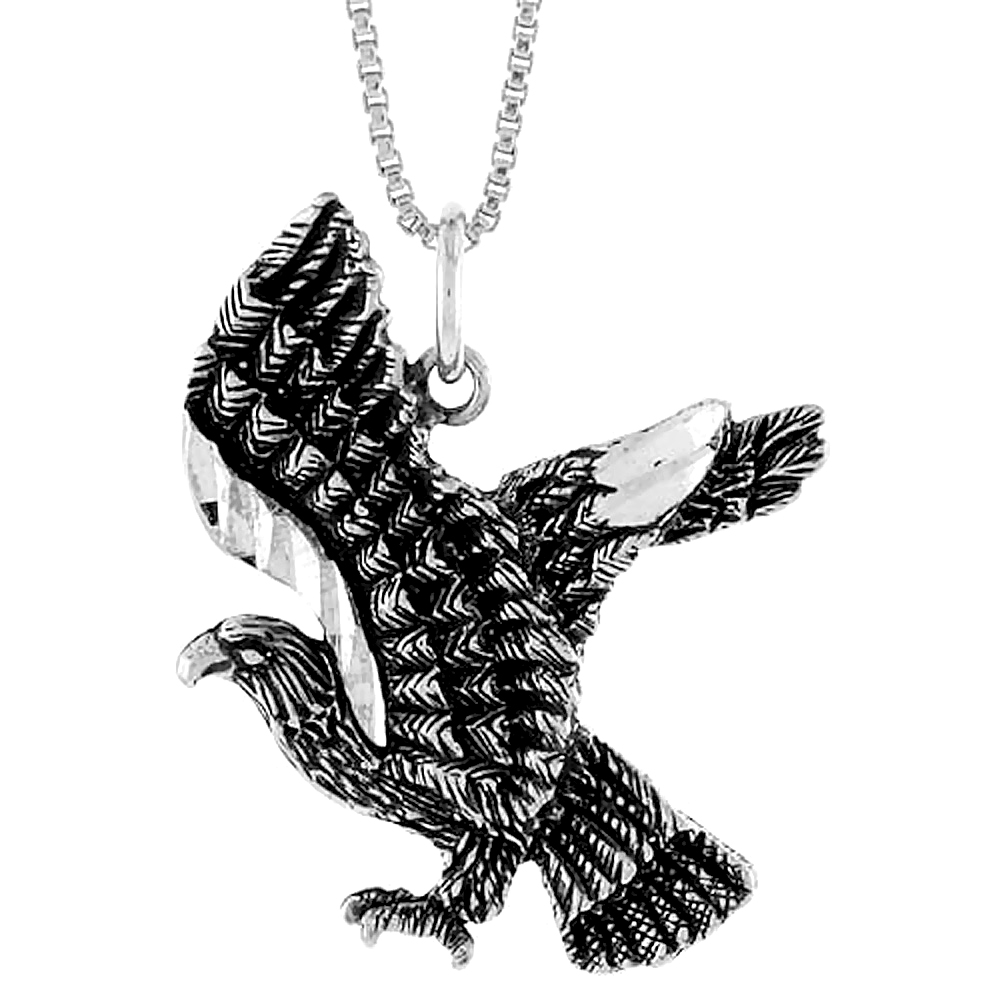 STERLING SILVER EAGLE PENDANT, 1 1/16 INCH
