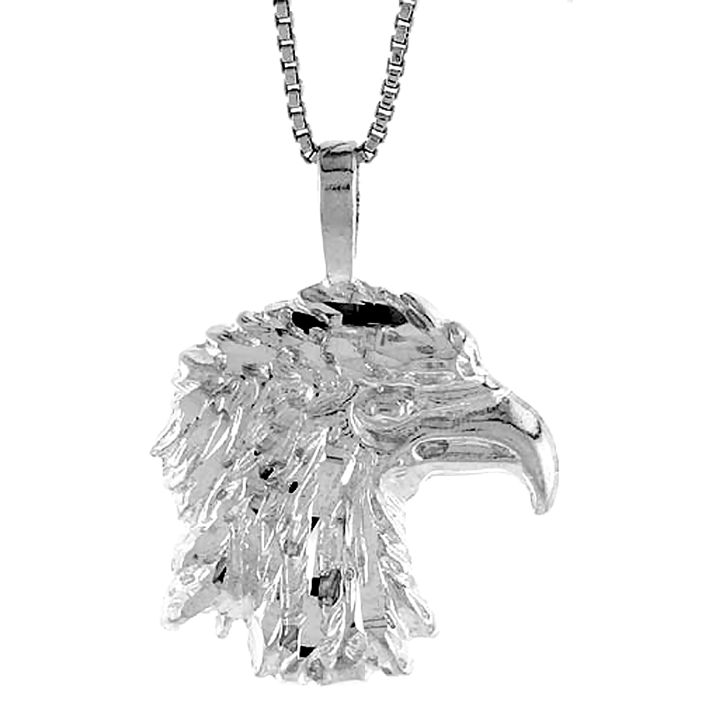 STERLING SILVER EAGLE HEAD PENDANT, 3/4 INCH