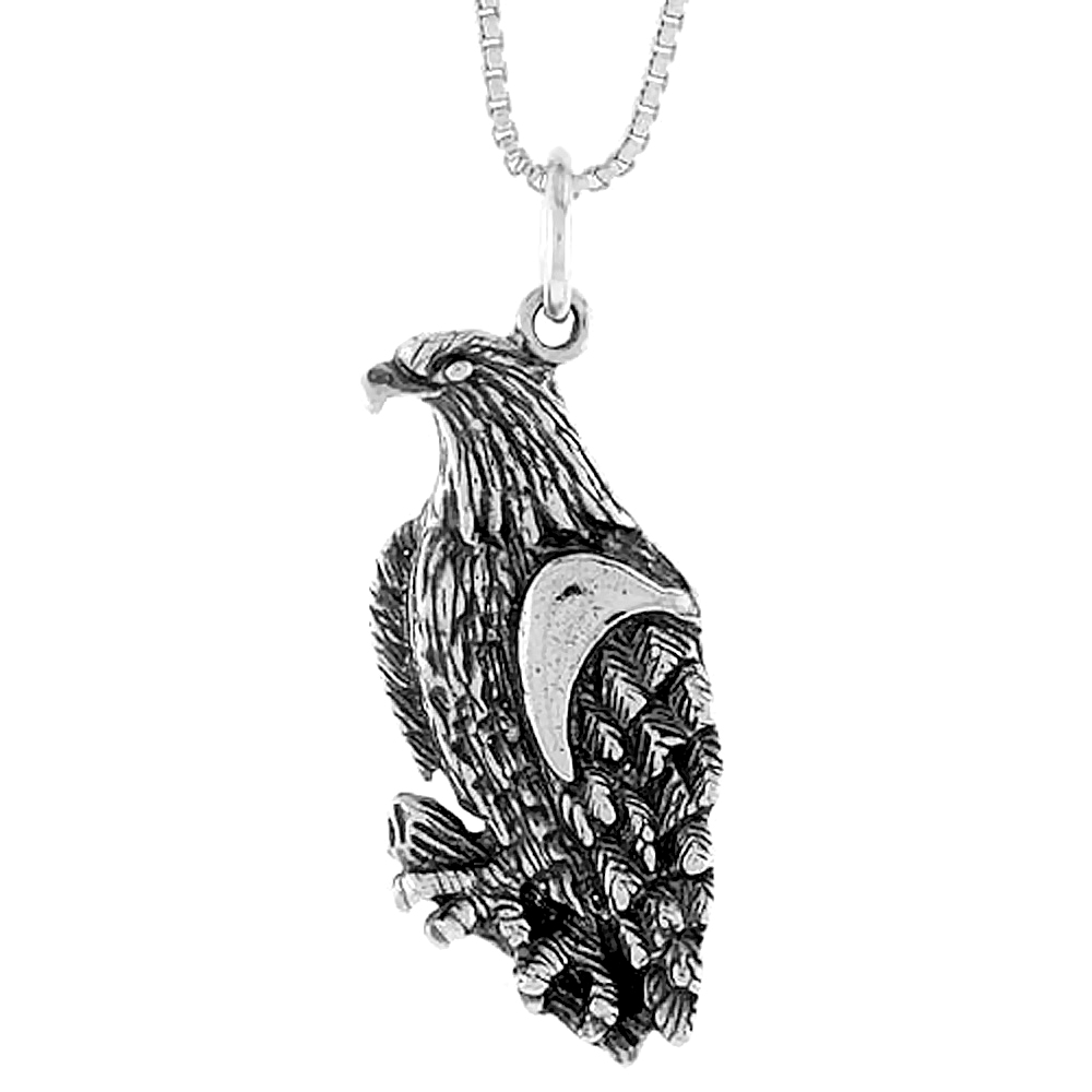 STERLING SILVER EAGLE PENDANT, 1 1/16 INCH