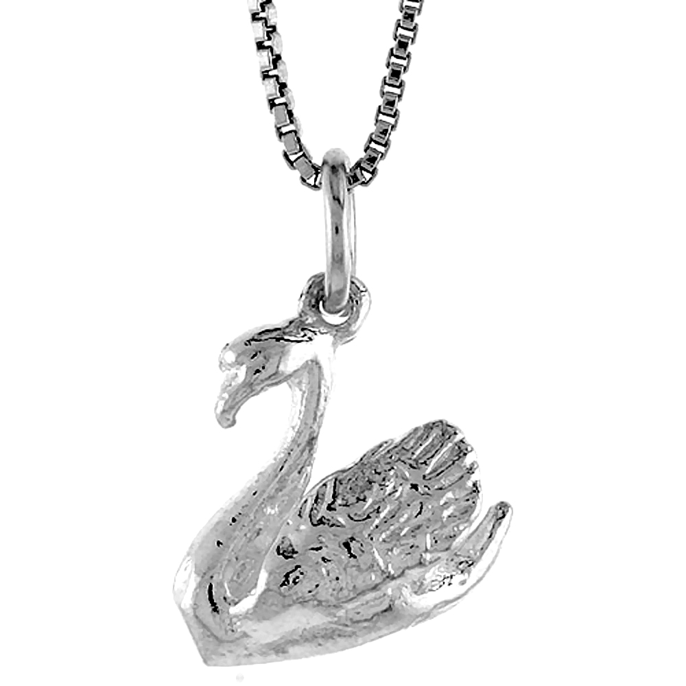 STERLING SILVER SWAN PENDANT, 1/2 INCH TALL