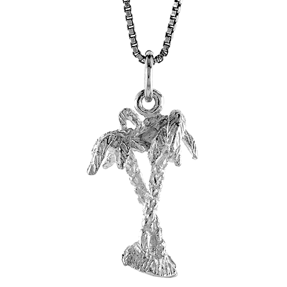STERLING SILVER PALM TREE PENDANT1 1/4 INCH TALL,