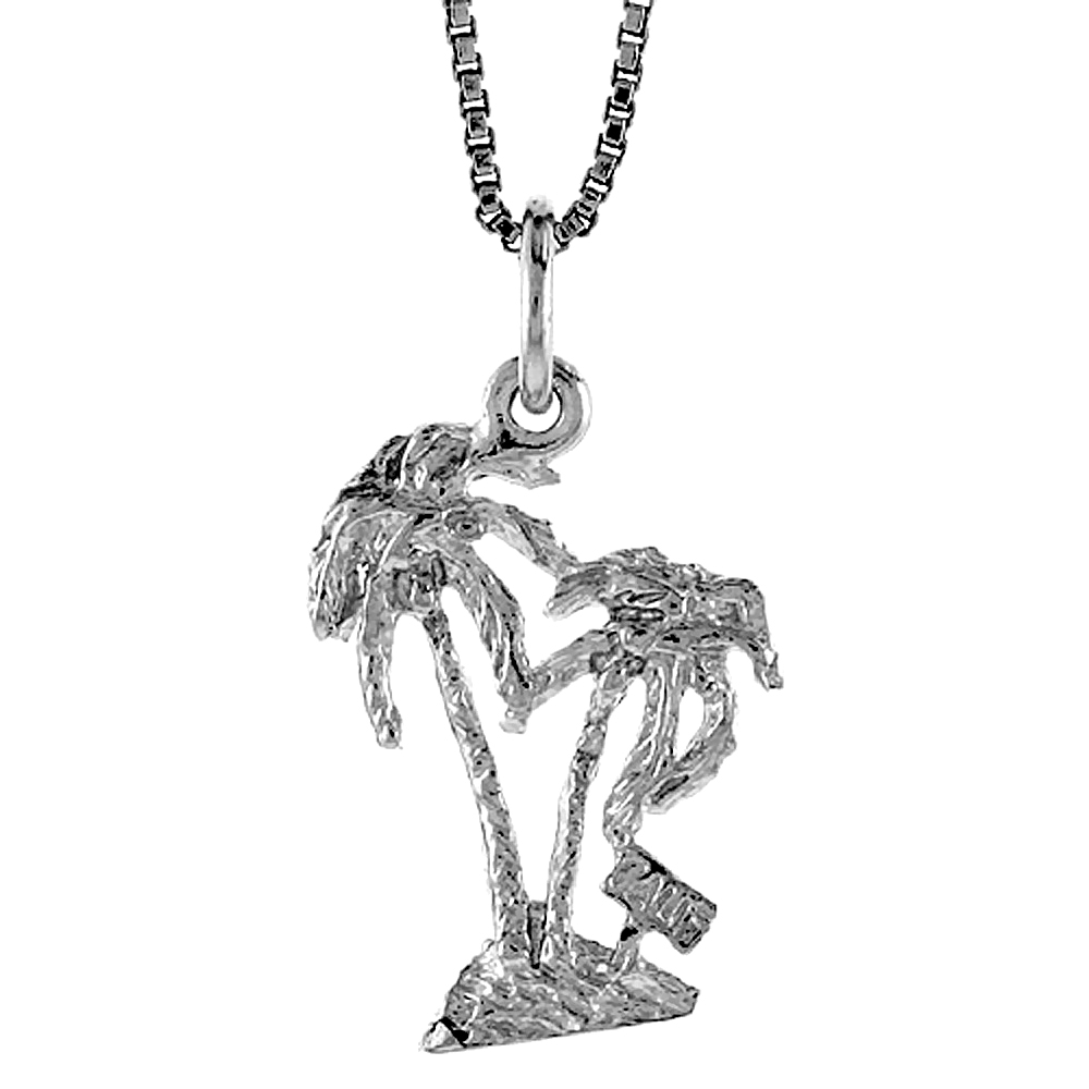 STERLING SILVER PALM TREE PENDANT, 3/4 INCH TALL