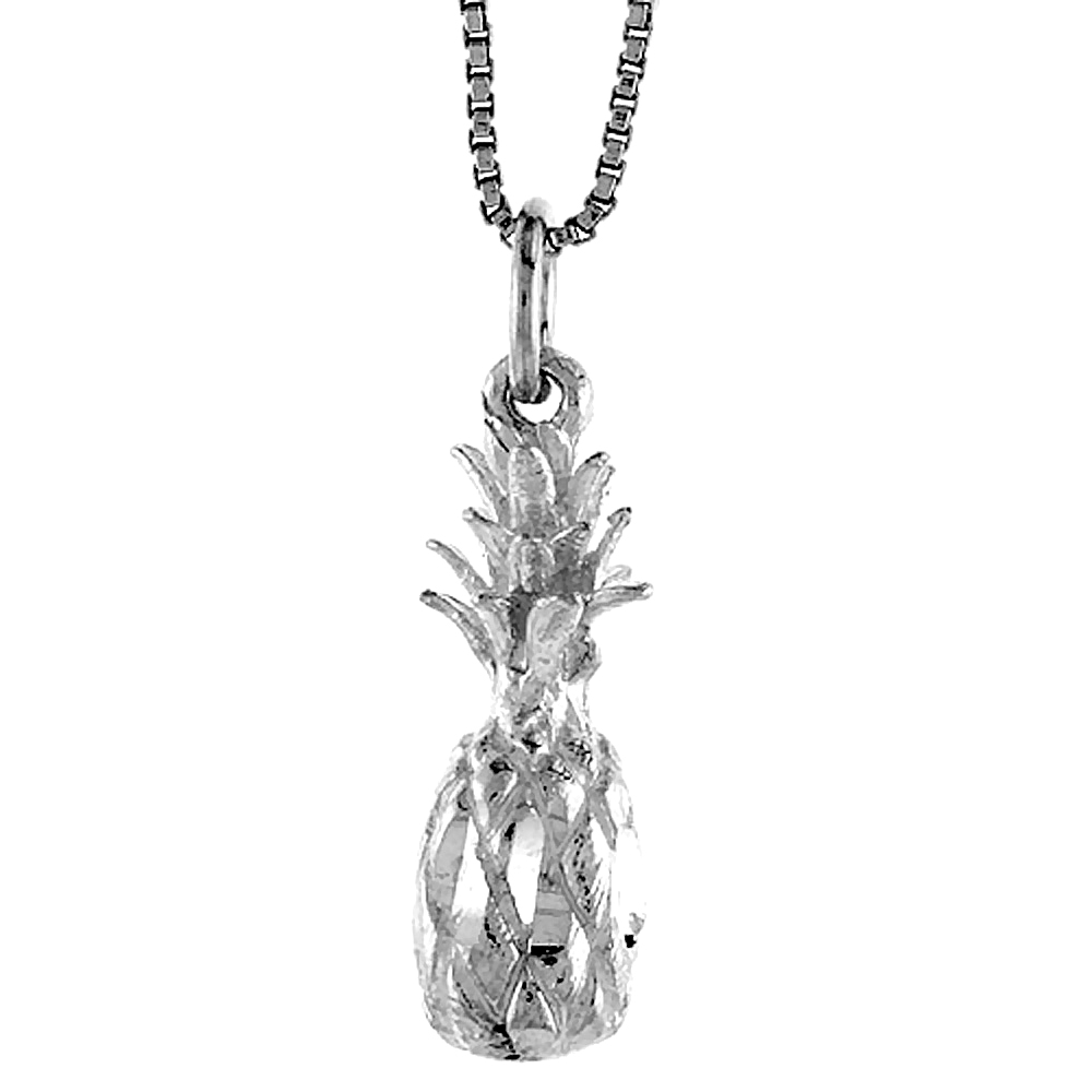 STERLING SILVER PINEAPPLE PENDANT, 7/8 INCH TALL