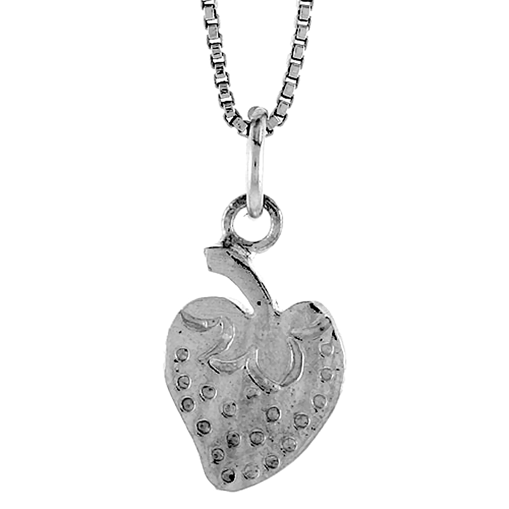STERLING SILVER STRAWBERRY PENDANT, 1/2 INCH TALL