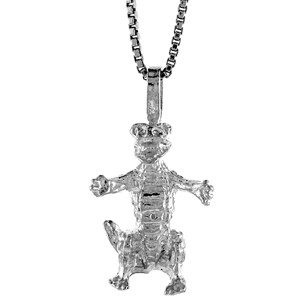 STERLING SILVER DINOSAUR PENDANT, 3/4 INCH TALL