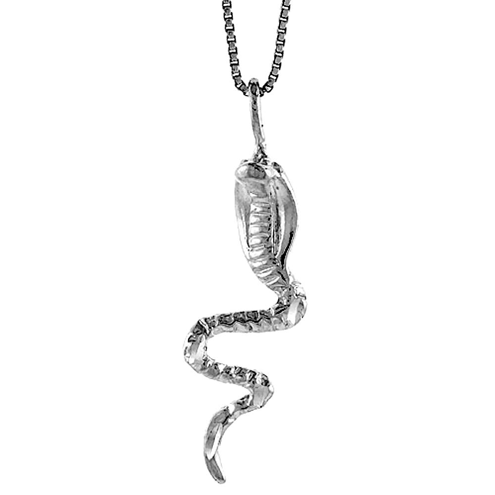 STERLING SILVER SNAKE PENDANT, 1 3/8 INCH TALL