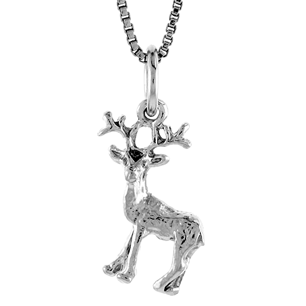STERLING SILVER DEER PENDANT, 3/4 INCH TALL