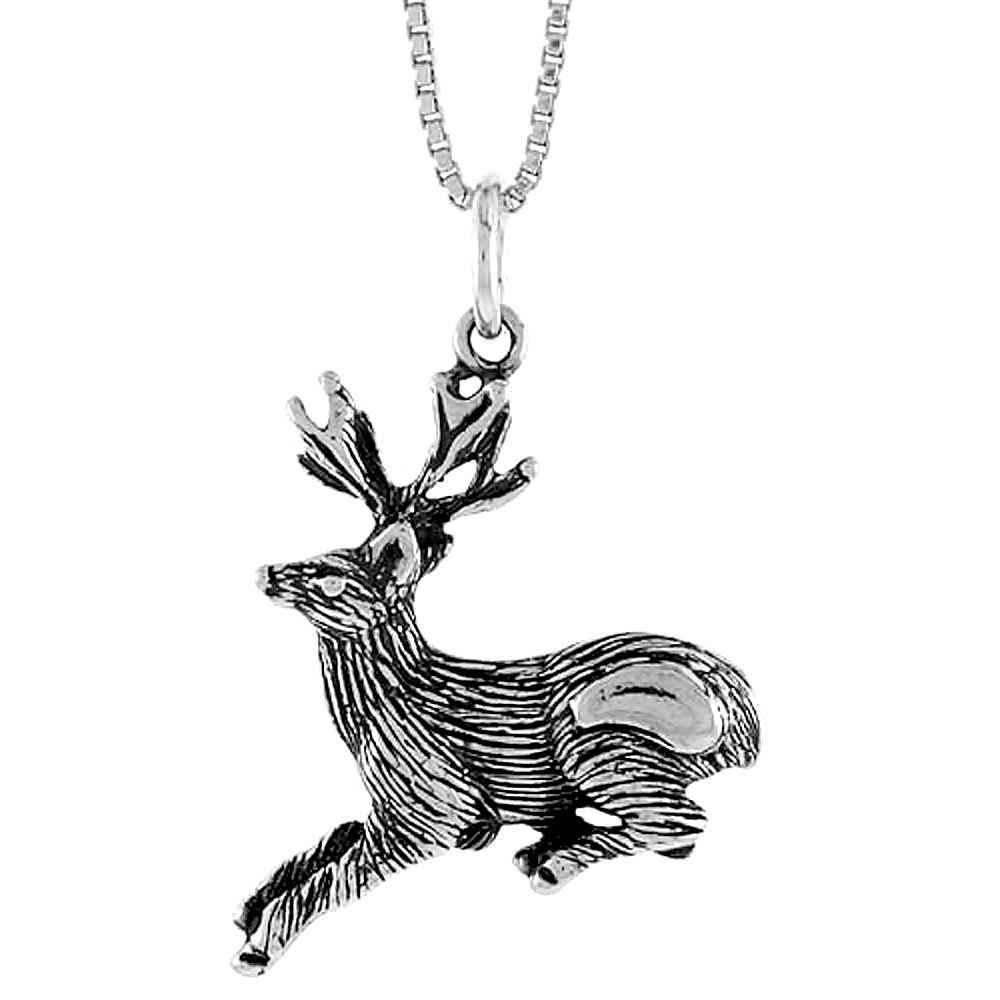 STERLING SILVER DEER PENDANT, 1 INCH TALL