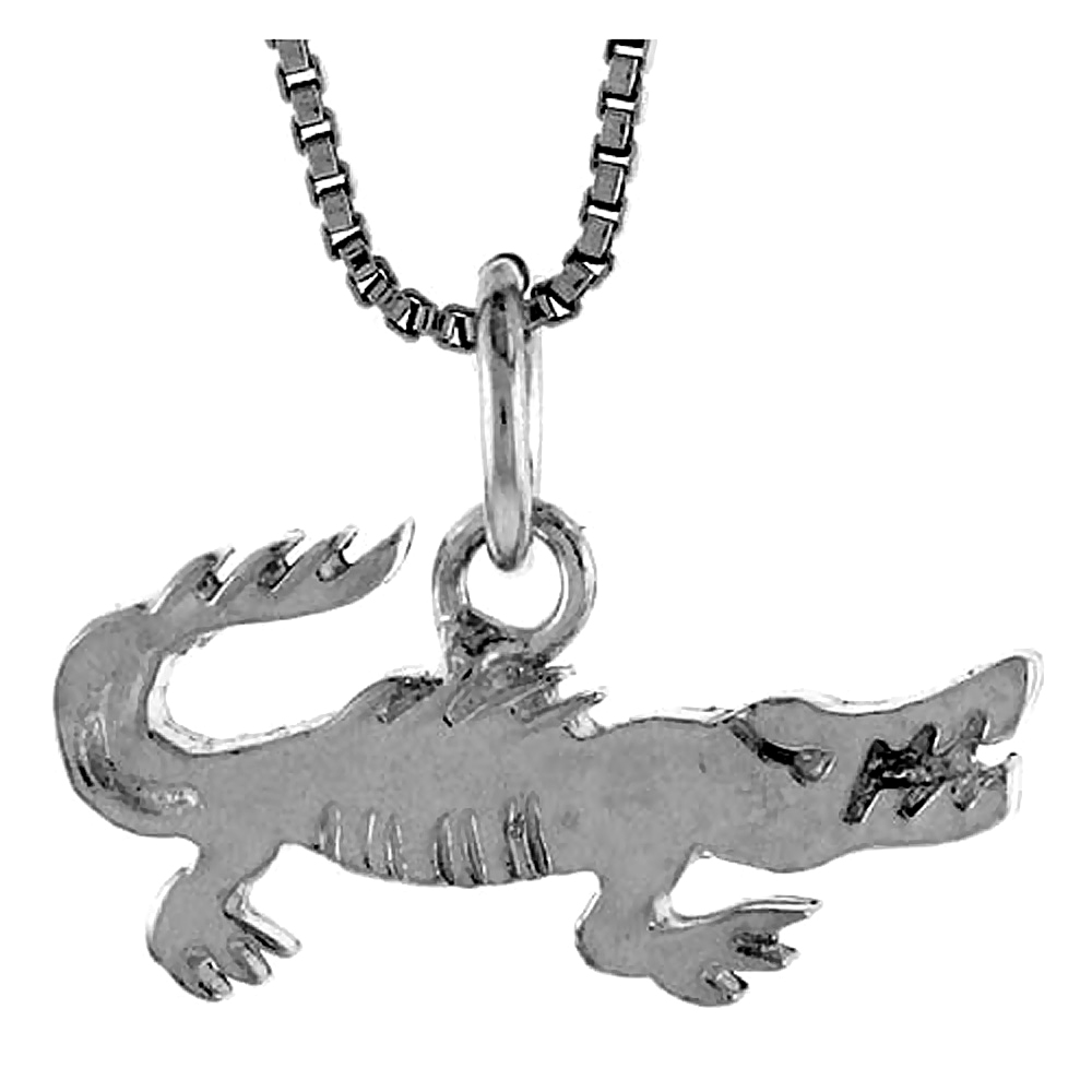 STERLING SILVER CROCODILE PENDANT, 3/4 INCH WIDE