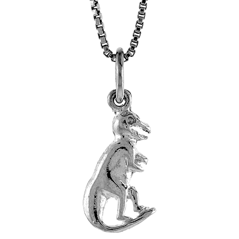 STERLING SILVER SMALL T REX DINOSAUR PENDANT, , 5/8 INCH TALL