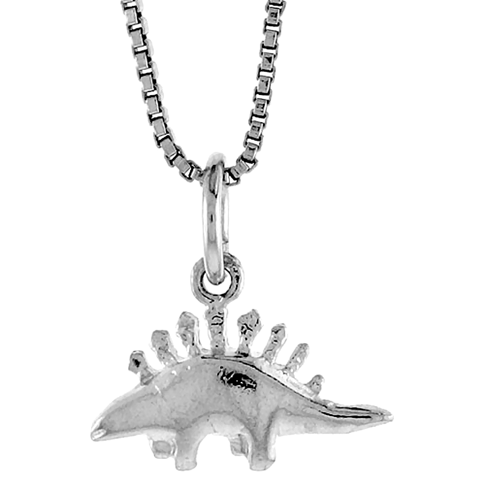 STERLING SILVER TEENY STEGOSAURUS DINOSAUR PENDANT, , 3/8 INCH TALL